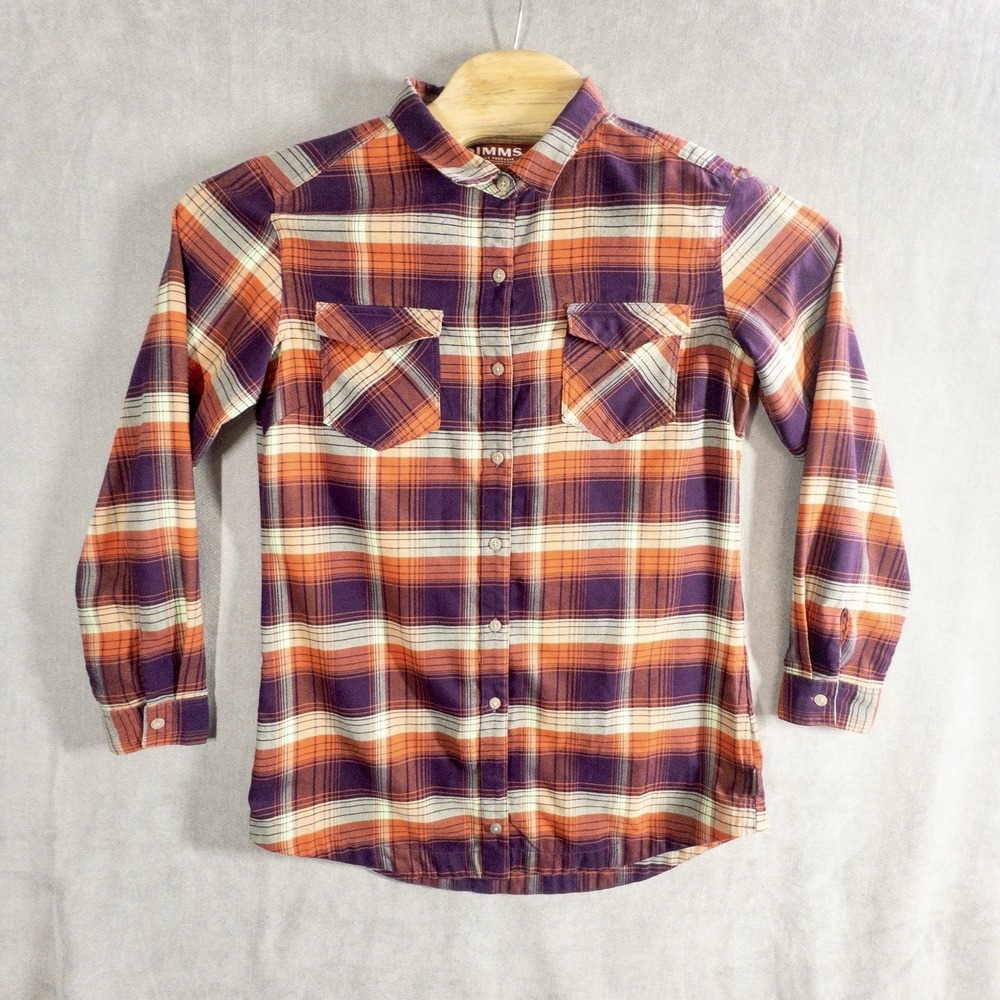 Simms Fishing Flannel Button Front Shirt Womens Medium Western Outdoors Gorpcore